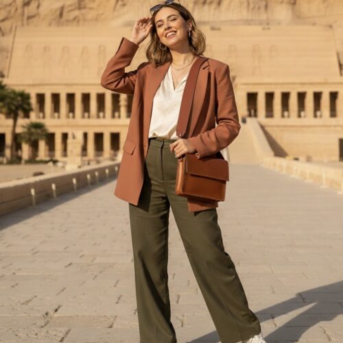 شنطة شولدر جلد طبيعي لون بني فاتح مستطيلة – يد عريضة أنيقة | AMY