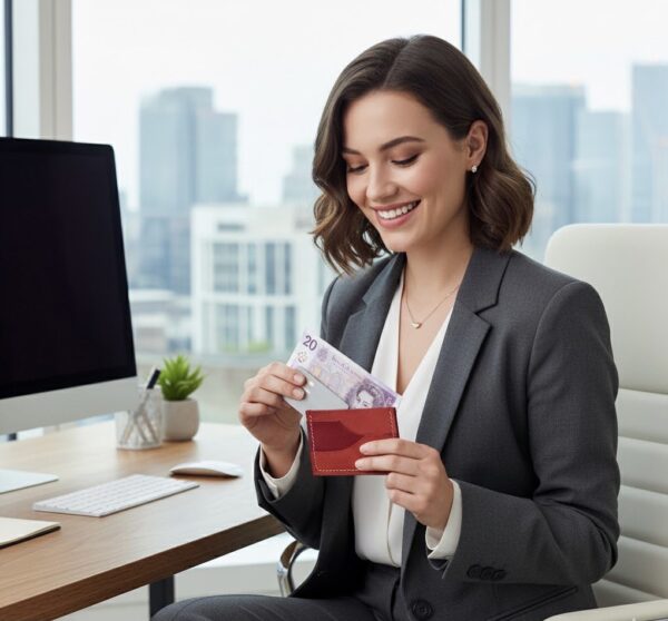 حافظة كروت نسائي جلد طبيعي أحمر + ضاني – صناعة يدوية | Handmade Red & Beige Leather Card Holder