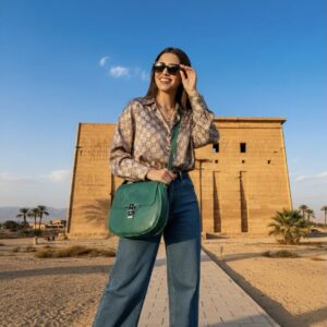 AMY-CR-GR-UP-007-1 شنطة كروس جلد طبيعي أخضر زمردي – صناعة يدوية بقفل أمامي | AMY