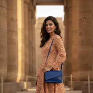 Screenshot شنطة كروس جلد طبيعي أزرق ملكي بتصميم زاوية مثلث – Handmade by AMY Royal Blue Genuine Leather Crossbody Bag – Triangle Front Design | AMY