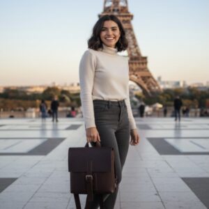 Screenshot شنطة ظهر جلد طبيعي بقري بول أب لون بني – مناسبة للرجال والنساء صناعة يدوية AMY