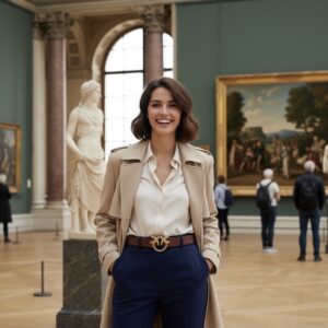 حزام وسط نسائي جلد طبيعي بني – توكة أمامية على شكل حمامتين متقابلتين | AMY