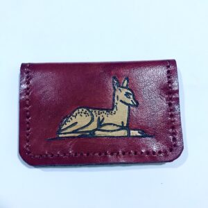 حافظة كروت جلد طبيعي AMY لون نبيتي مرسومة يدويًا | Leather Card Holder Handmade