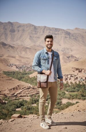 شنطة كروس رجالي جلد طبيعي بني فاتح | AMY Leather Crossbody Bag