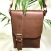 شنطة كروس رجالي جلد طبيعي بني فاتح | AMY Leather Crossbody Bag