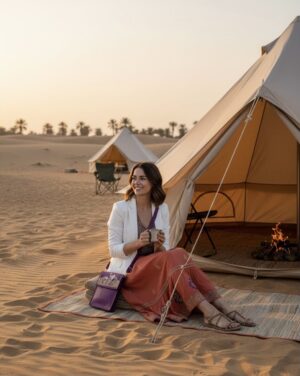 حقيبة كتف من الجلد الطبيعي بالحرق اليدوي – الجمال والجبال الصحراوية